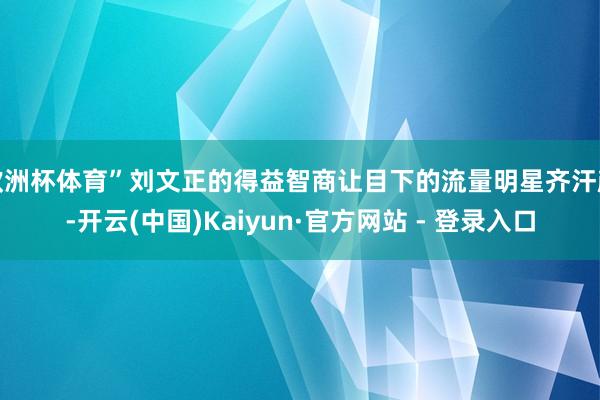 欧洲杯体育”刘文正的得益智商让目下的流量明星齐汗颜-开云(中国)Kaiyun·官方网站 - 登录入口