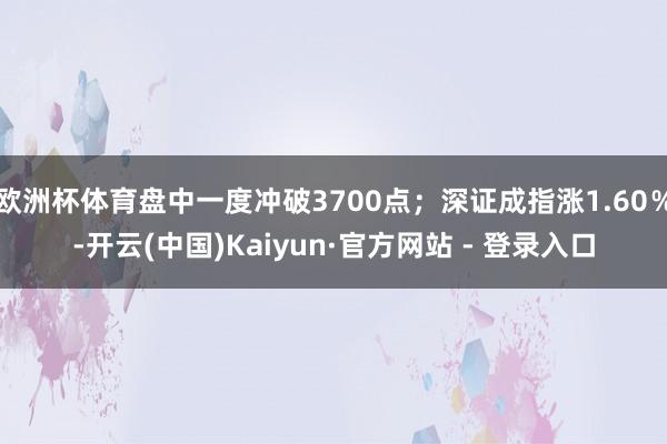 欧洲杯体育盘中一度冲破3700点；深证成指涨1.60％-开云(中国)Kaiyun·官方网站 - 登录入口