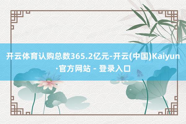 开云体育认购总数365.2亿元-开云(中国)Kaiyun·官方网站 - 登录入口